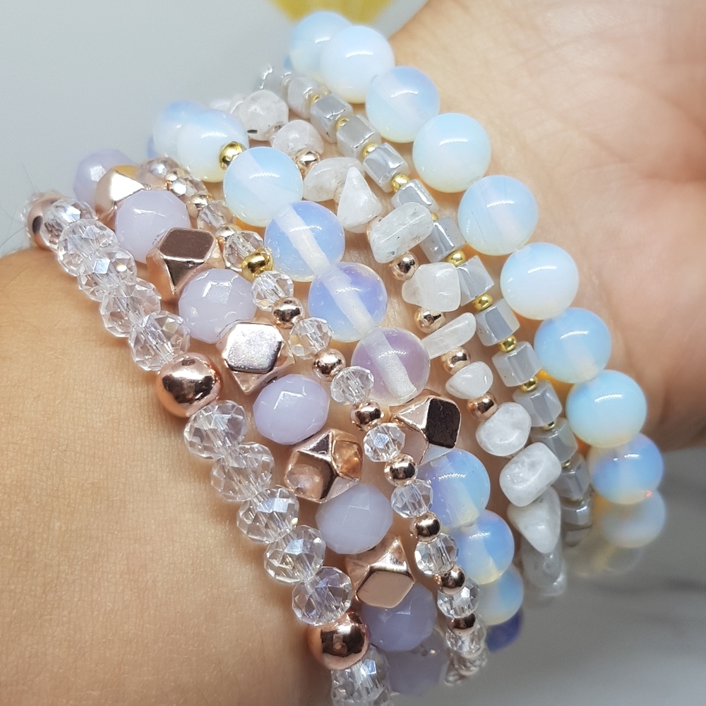 Opal bracelet stack